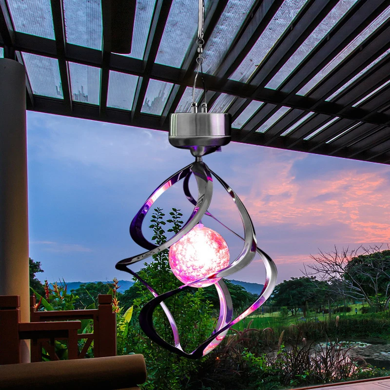 

Waterproof RGB LED Solar Power lights Wind Spinner LED Lamp Outdoor Hanging Wind Chime Light for Home Garden Light Decoration