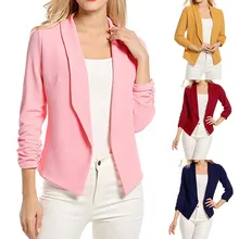 Женский пиджак Manteau Femme Hiver, Женский блейзер с рукавом 3/4, короткий кардиган с открытой передней частью, пиджак, офисное пальто W510