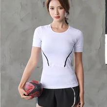 Женские футболки для йоги, эластичная Спортивная футболка с круглым вырезом, женский спортивный топ, спортивная одежда для фитнеса, облегающий топ для йоги, рубашка Для Бега Спортзала, тренировки XL