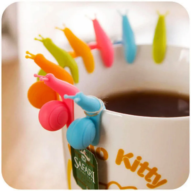 

5Pcs/Set Creative Snail Shape Silicone Tea Bag Holder Cup Mug Hanging Tool Coffee and Tea Accessories