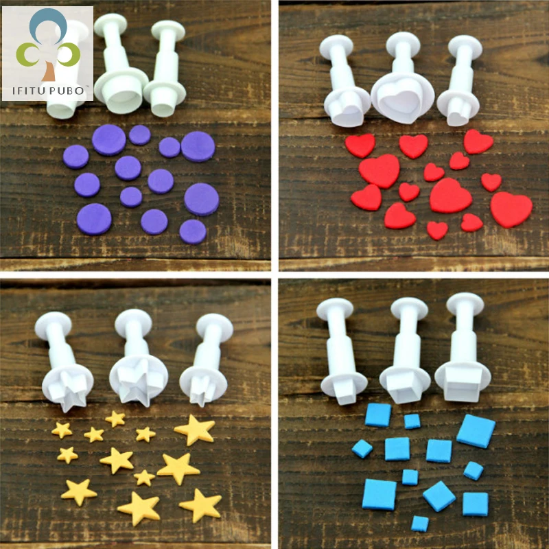 

3Pcs Geometry Cookie Cutter Plastic Square Sugarcraft Decor Fondant Cutter Circle Star Cookie Mold Icing Sugar Baking Tools GYH