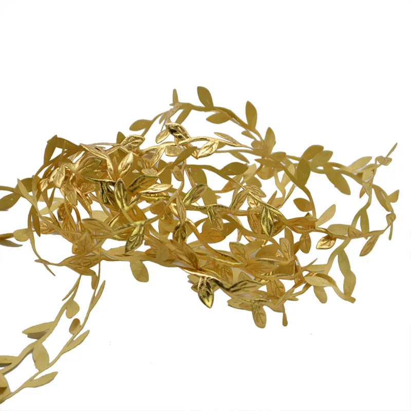 10 метров шелк натуральный Золотой Искусственный лист листья лоза свадебное украшение листва DIY Скрапбукинг Ремесло венок поддельные цветы