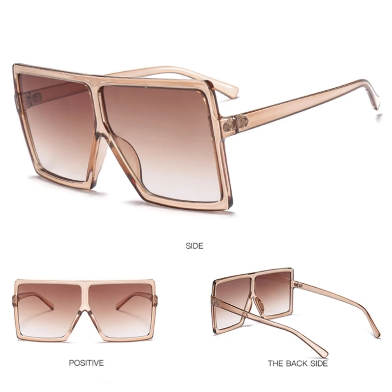 Retro Square Large Frame Sunglasses Men Women Unisex Eyewear Plastic Outdoor New