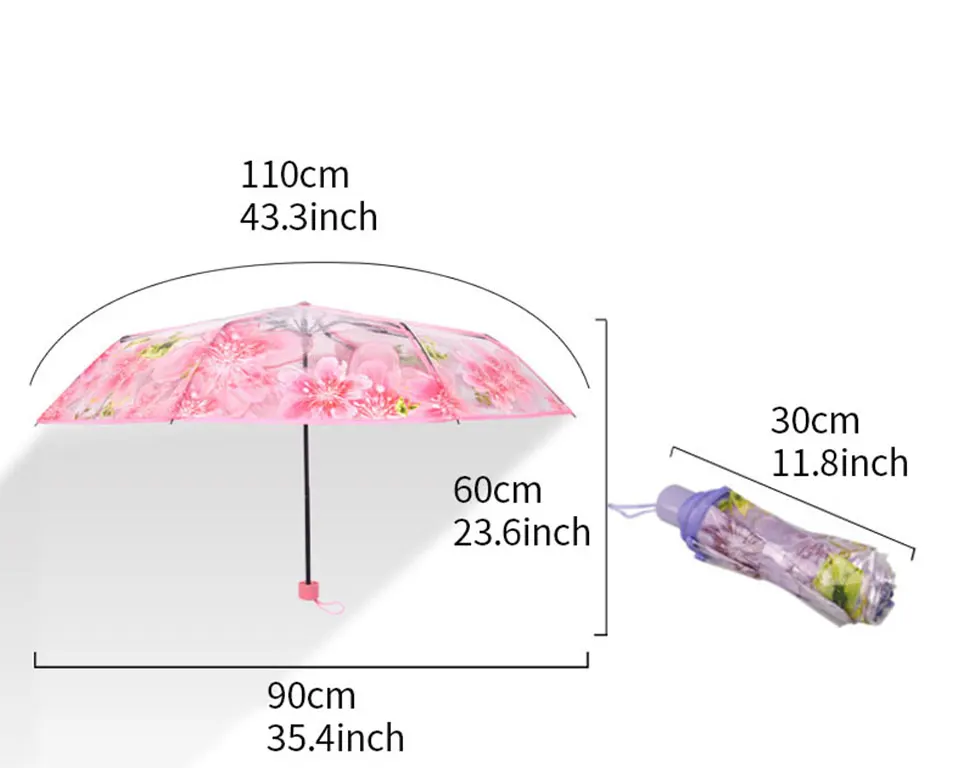 Yesello модный прозрачный складной зонт с цветком персика, Женский Зонт от дождя