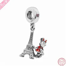 Новинка! Desney Minie мышь и Эйфелева башня кулон бусины для женщин Изготовление ювелирных изделий DIY Fit PANDORA талисманы Серебро 925 FL791