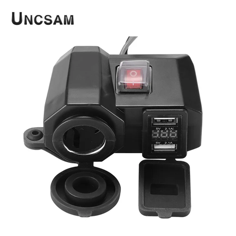 

A-cd motorcycle dual USB mobile phone charger socket power adapter 2.1A 12V waterproof and safe car charger cigarette lighter
