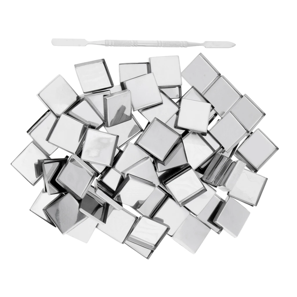 100Pcs Empty Eyeshadow Blush Powder Cream Makeup Pans Magnetic Tins Palette Square+Stick