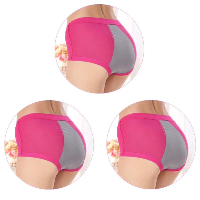 3 Pieces/Set Women Menstrual Panties High Waist Female Period Underwear Big Size Lengthen Physiological Leakproof Ladies Briefs - Цвет: 3Pcs-RoseRed