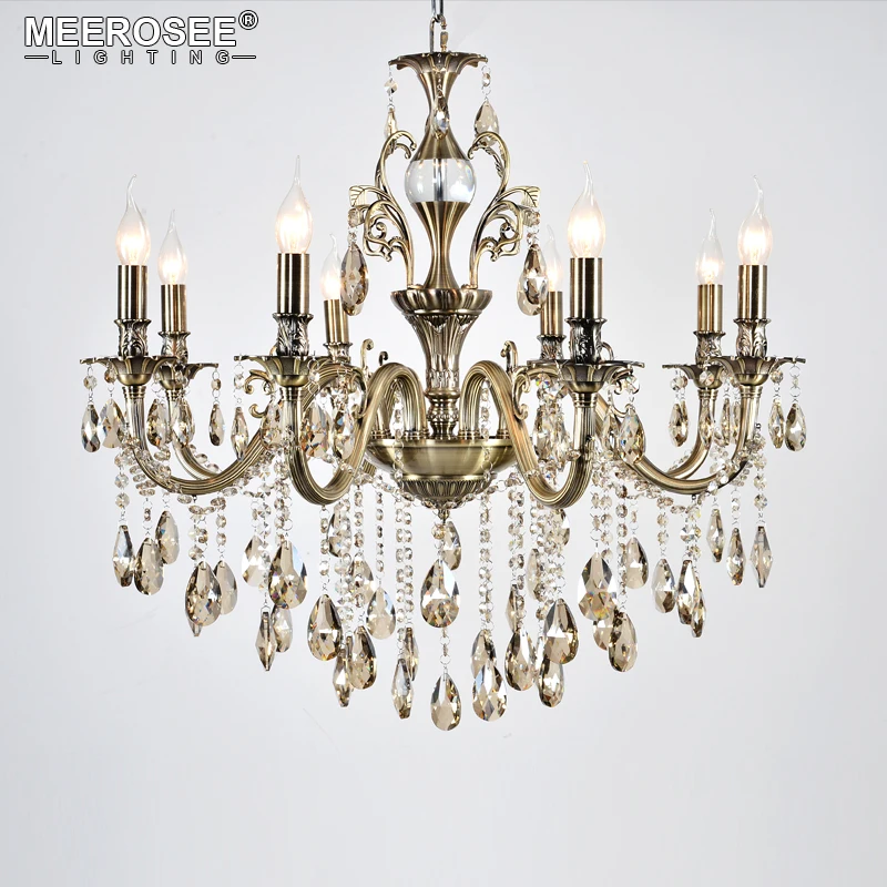 

High Quality Modern Luxurious Crystal Chandelier Lights Bronze Color Hanging Lustres Lamp Suspension Lighting for Home Hotel