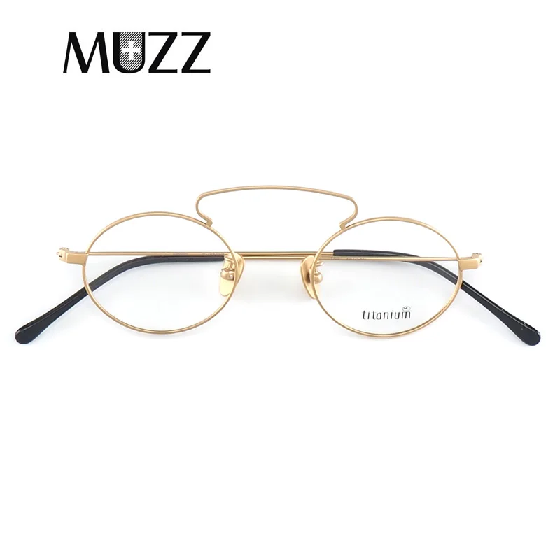 

MUZZ 2019 Pure Titanium Glasses Frame Round Men Ultra light Eyeglasses Women Eyeglasses Retro Prescription Myopia Optical Frame
