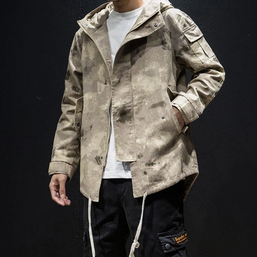 Casual Men's Jacket Japenese Streetwear Army Military Jacket Camouflage Jacket Men Coats Male Outerwear Overcoat Plus Size 5XL