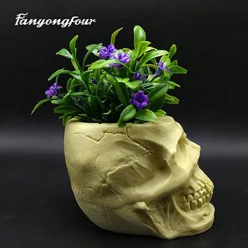 

3D Skull Flowerpot Cement Mold Cake Mold Silicone Mold Chocolate Gypsum Candle Soap Candy Mold Free Shipping