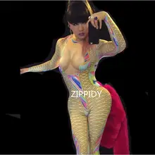 Стиль многоцветный бандаж Печатный сексуальный комбинезон одежда для ночного клуба, для танцев, леггинсы, для выпускного вечера вечерние праздничный наряд Производительность комбинезоны