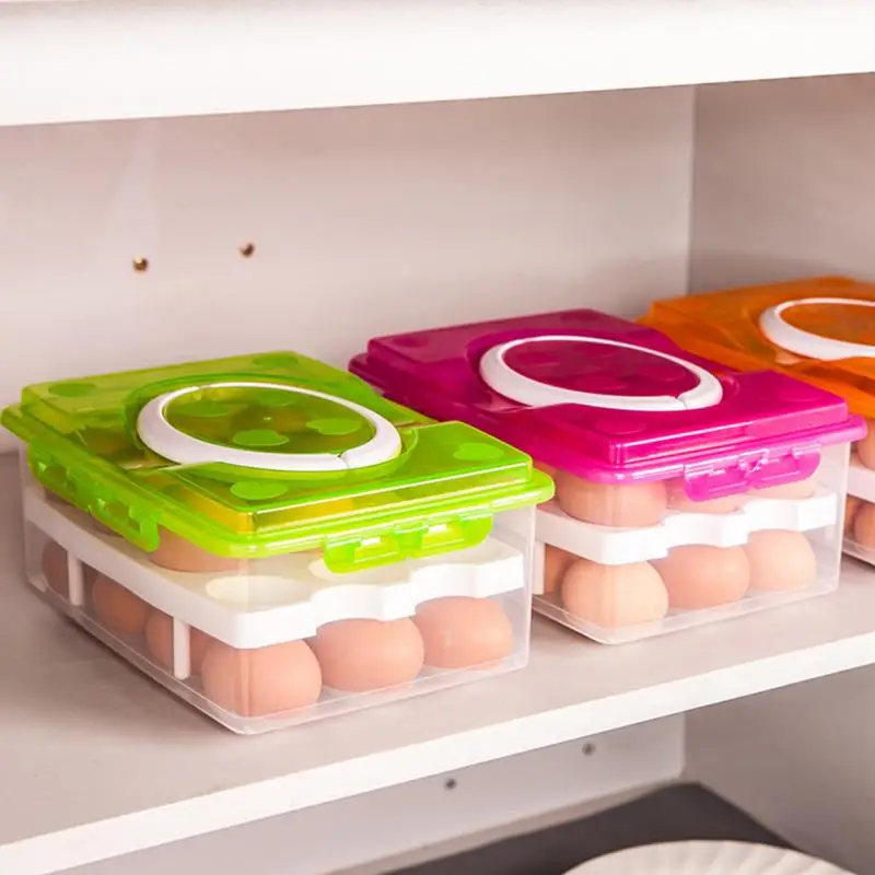 

Portable Two Layer Plastic 24 Grid Eggs Food Container Organizer Chicken Egg Holder Storage Boxes Carrier Case Multifunctional