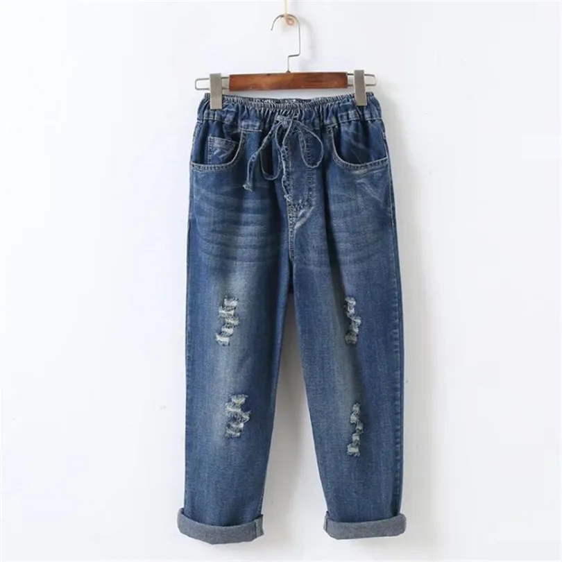 YRRETY, новинка, джинсы с высокой талией, с вышивкой, без рваных, для женщин, модные, цветочные, джинсовые штаны, брюки для женщин, джинсы размера плюс M-XXXL - Цвет: K333 Hole blue