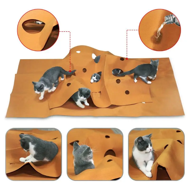 Игровой коврик для кошек, развивающий игровой коврик для домашних животных, складной коврик для домашних животных, устойчивый к царапинам, игрушки, коврик для укуса