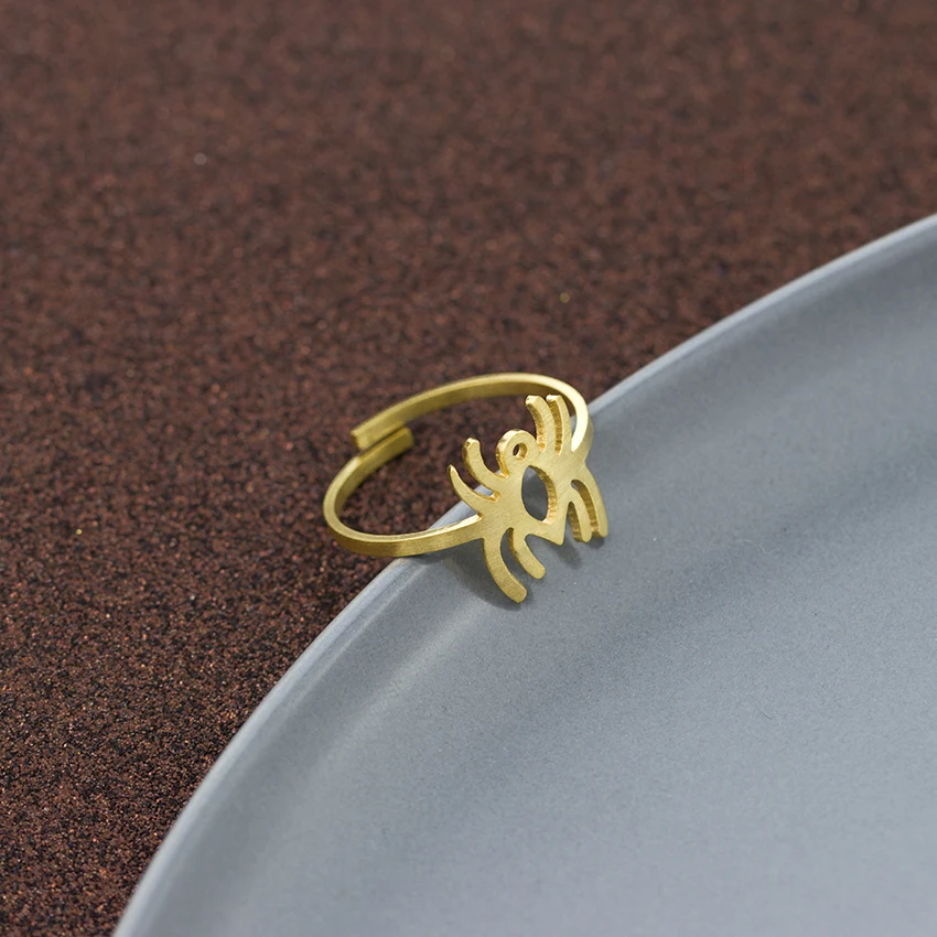 Gold Color Anillo Hombre Geometric Jewelry Stainless Steel Delicate Spider Adjustable Rings For Women Men Birthday Gift | Украшения и