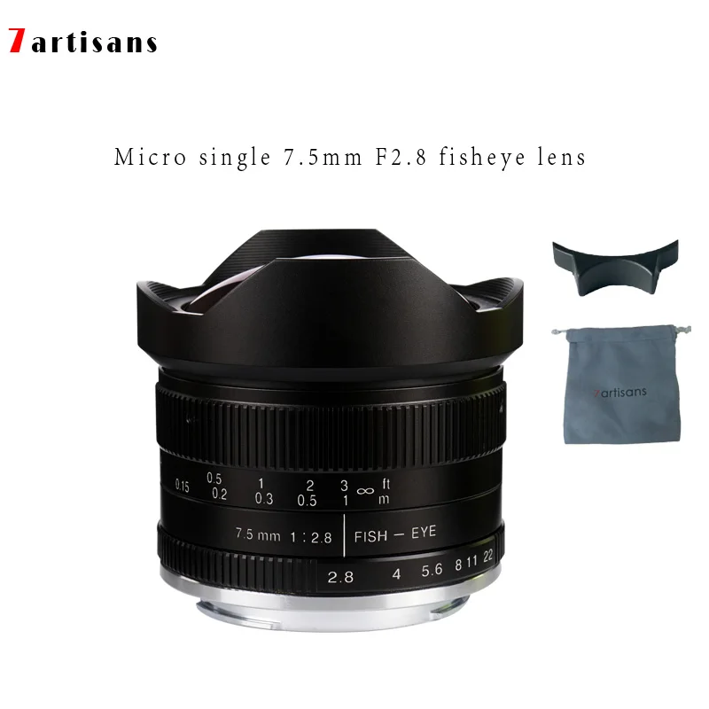 

7artisans 7.5mm f2.8 fisheye lens 180 APS-C Manual Fixed Lens For E Mount Canon EOS-M Mount Fuji FX Mount Hot Sale Free Shipping