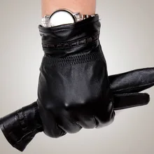 Мужские кожаные перчатки оригинальные перчатки овчины мода толщиной теплая зима мода мужской водительские перчатки GR-202