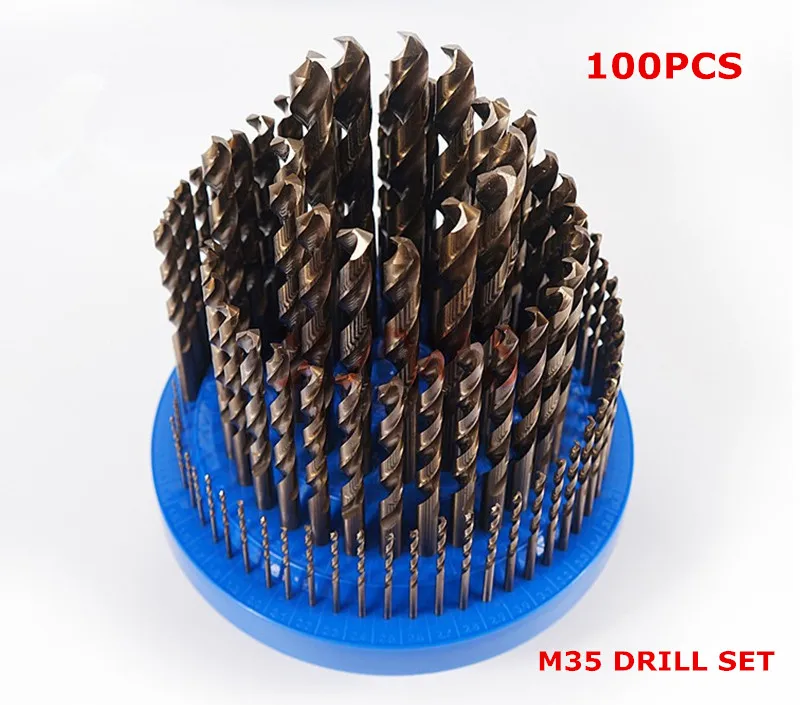 

100PCS HSS Twist drill bit set,M35 cutting band steel, stainless steel and other materials fully grounded