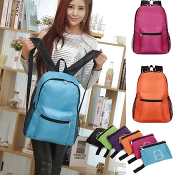 

Newly Portable Fold Backpack Zipper Soild Nylon Ultralight Traveling Women Men Shoulder Bags Folding Bag DOD886