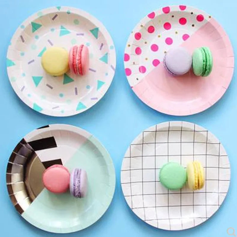 

8PCS Cute Ice cream Disposable Tray Set Wedding Birthday Party Baby Tableware Cake Shop Dessert birthday Party Decorations Kids