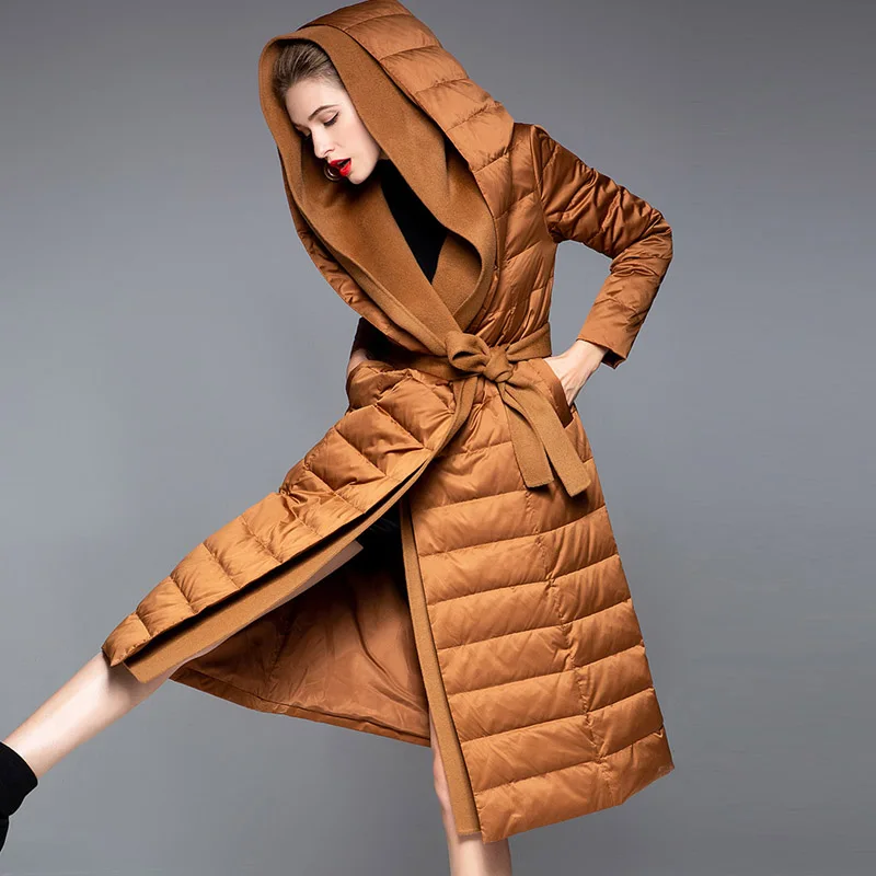 Модный женский длинный пуховик, модная куртка и большой размер, зимняя Новинка, высококлассная роскошная женская куртка
