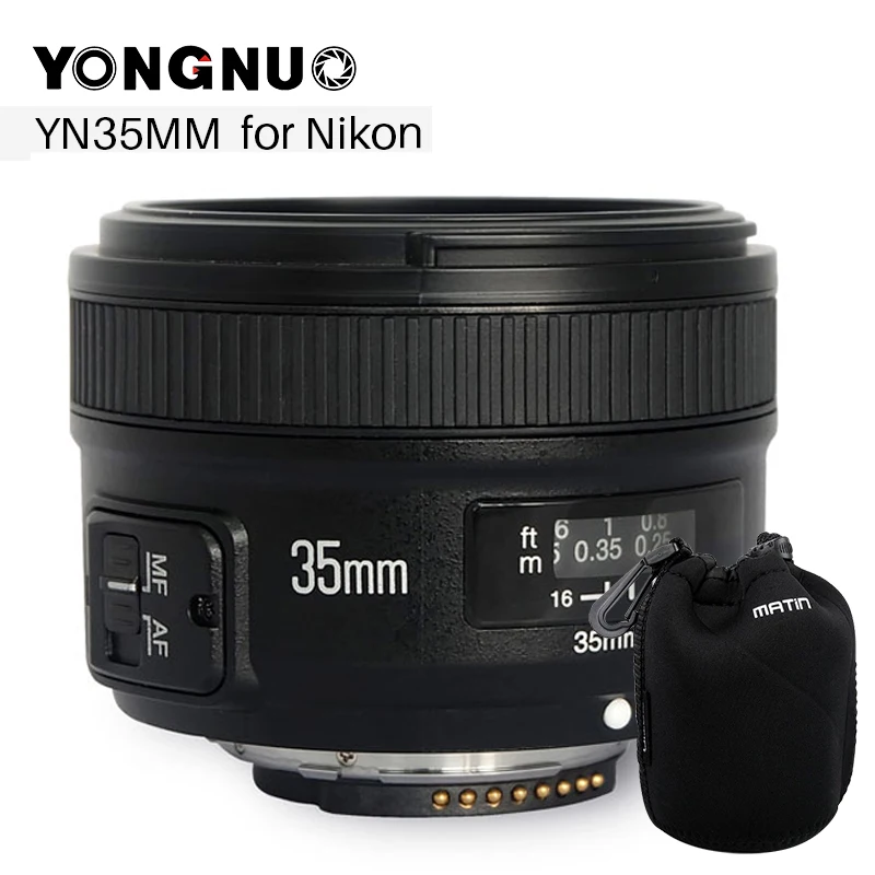 Светодиодная лампа для видеосъемки YONGNUO YN 35 мм F2 Камера объектив для Nikon D750 D3100 D5100 D5300 D3200 Canon 6D EOS 650D 60D 5D Mark II 5D 550D 200D 1100D