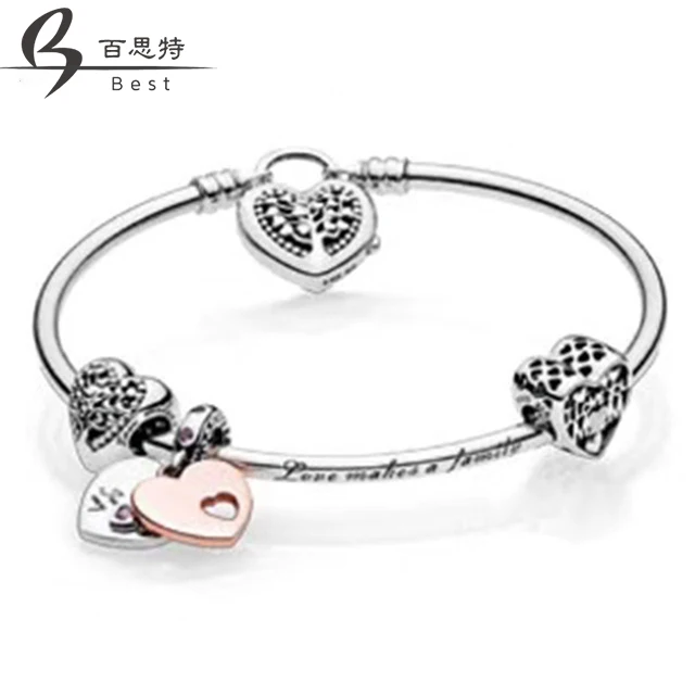 

BEST 100% 925 Sterling Silver 1:1 Authentic Charm Of Life Tree And Affection Bracelet Suit Suit DIY Gift Jewelry