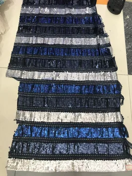 

special Embroidery Net Lace Fabric with sequins SH-81414 luxury French net Lace For sexy dress