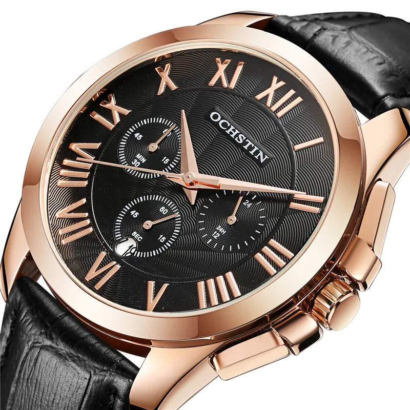 OCHSTIN Chronograph Watch Men 2017 Sport Watch Leather Strap Quartz watch Fashion Date Men s Wrist