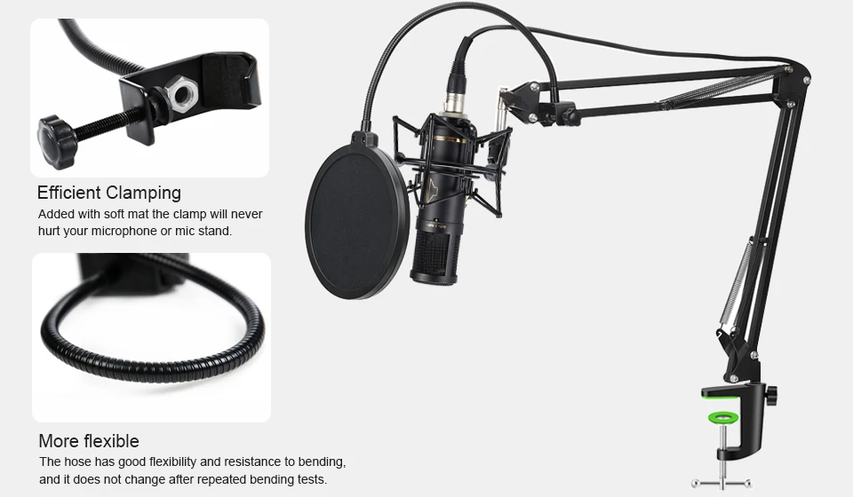 Микрофонная стойка с поп-фильтром сверхмощный микрофон Подвеска ножничная Подставка для рук и защитная маска для синего йети