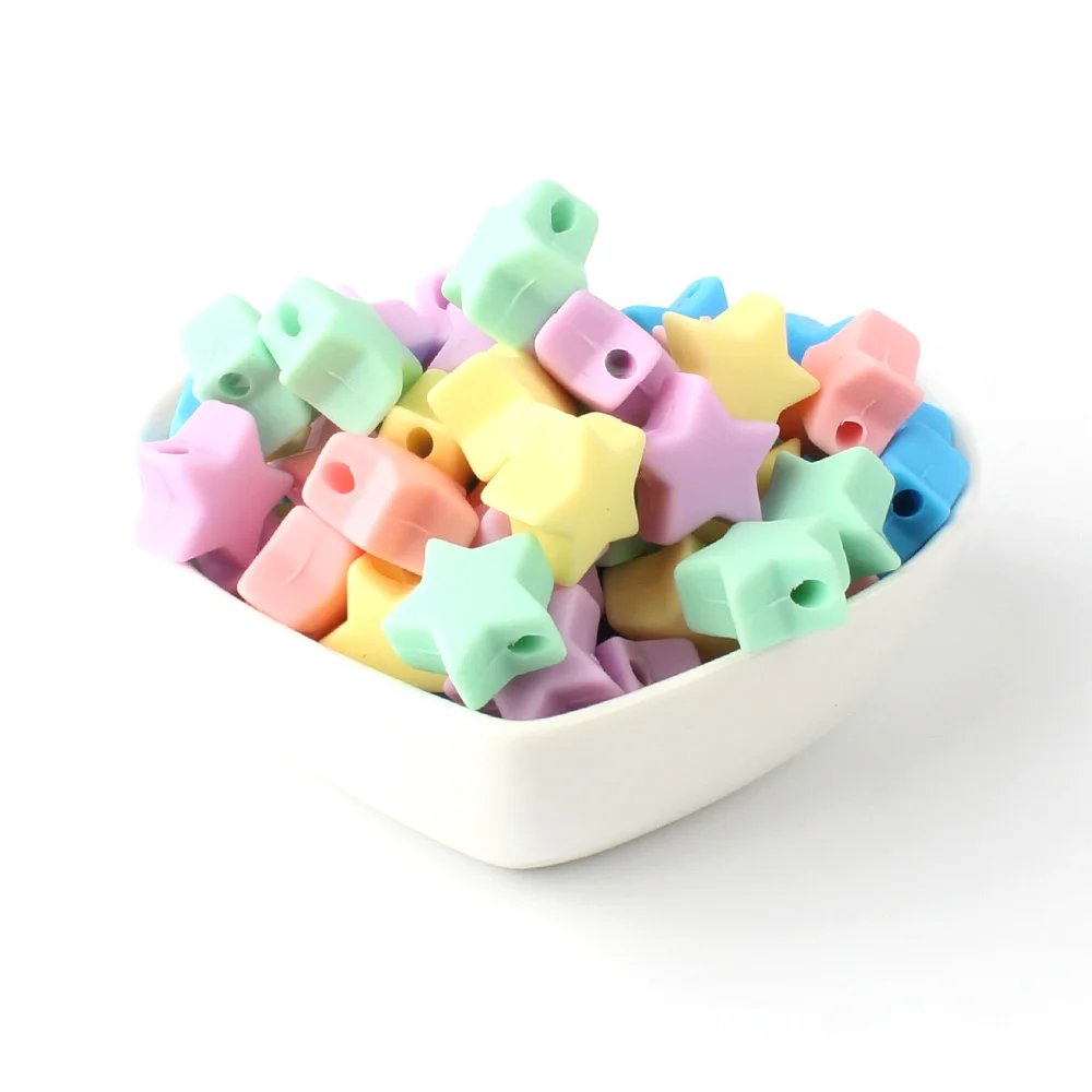 KEEP & GROW 100 Pc Силиконовые Бусины со звездами 14 мм пищевые игрушки силиконовые