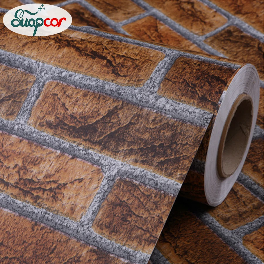 

0.6x3M Vintage Brick PVC Self Adhesive Wallpaper Roll Bedroom Kitchen Furniture Renovation Stickers Waterproof Decorative Film