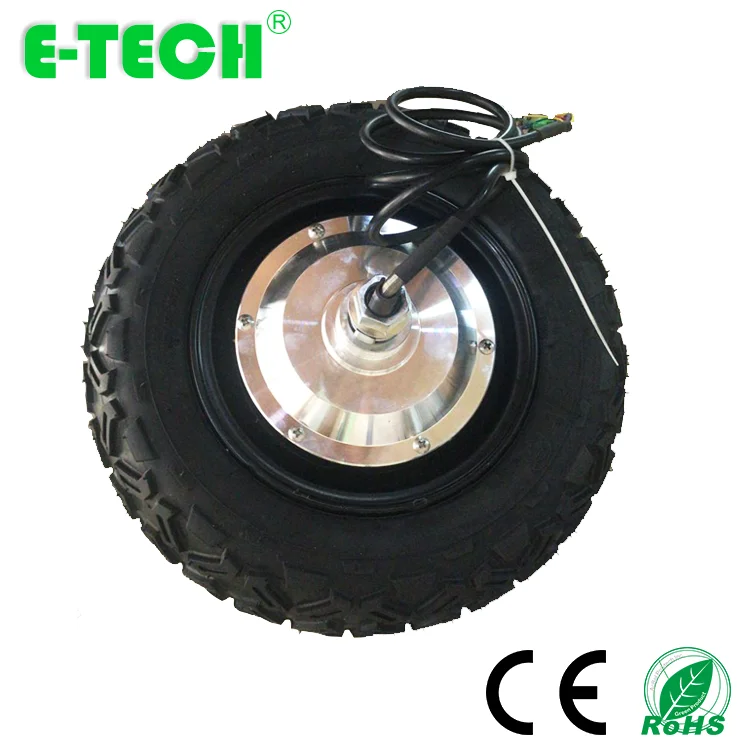 Discount Hot sale 10 inch single shaft  dual shaft  pneumatic tyre geared 48V conversion kit electric wheel motor 4
