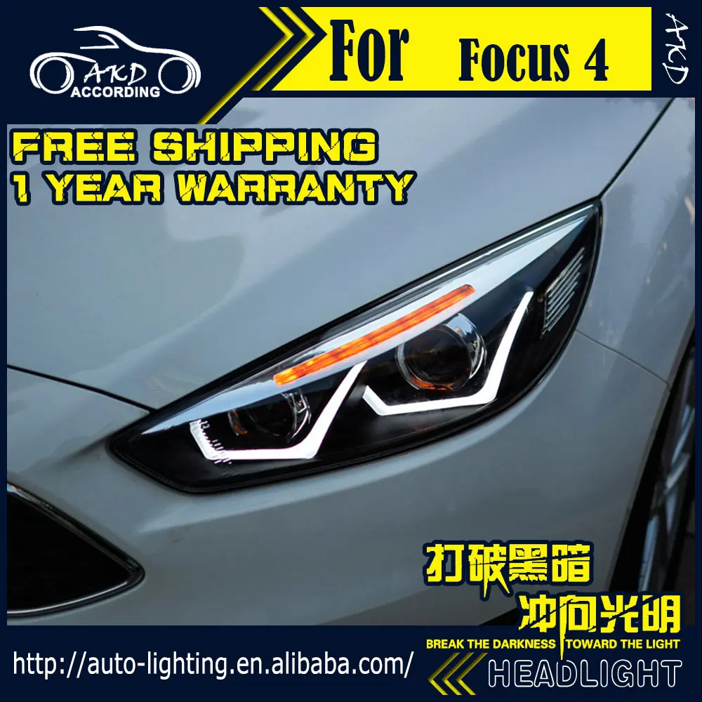АКД стайлинга автомобилей фара для Ford светодиодная фара для Focus- Новинка фокус 4 светодиодный DRL H7 D2H HID вариант Ангел глаз Bi Xenon луч