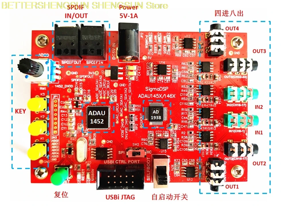 US $157.52 ADAU1462 Development BoardSigma DSP Development BoardEVALADAU1467ZThreeyear Warranty
