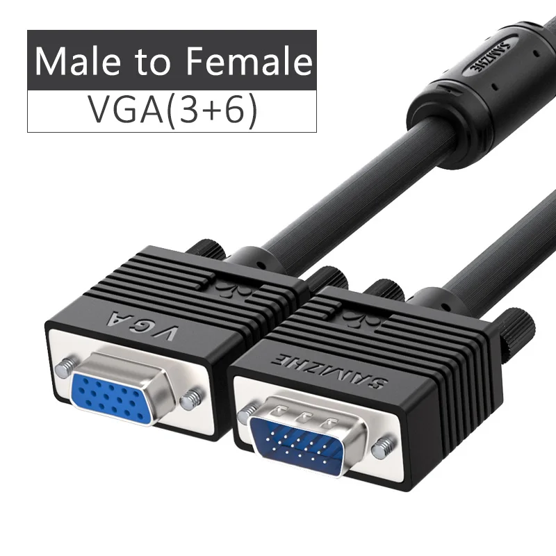 SAMZHE 1080P VGA кабель двойной с ферритовыми кольцами VGA кабель 3+ 6 D-SUB кабель 1,5 м 3 м 5 м 10 м 20 м 30 м для монитора проектора - Цвет: Male to Female