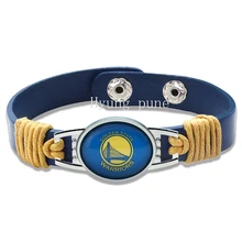 Golden State Баскетбол из натуральной кожи Регулируемый наручный браслет 12 мм синий кожаный, с кнопкой ювелирные изделия