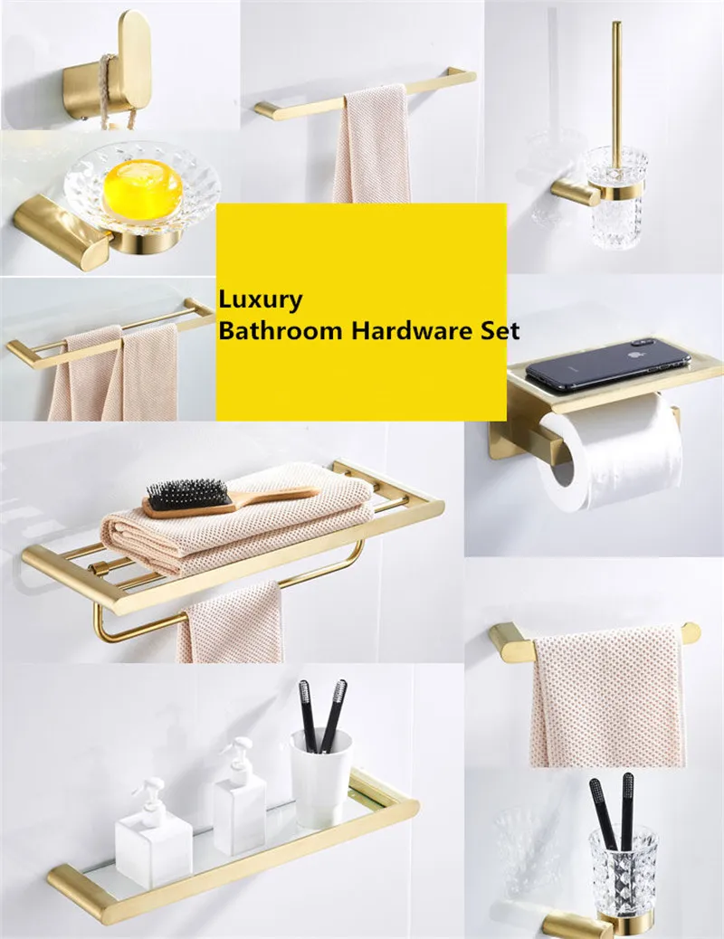 bathroom wall mounted towel rack on Brass Bathroom Towel Rings Wall Mounted Towel Holder Towel Rack Brushed Gold Towel Rail Construction Bathroom Accessories Towel Rings Aliexpress
