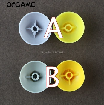 

OCGAME 100pcs=50pairs left right Joystick Cap for Gamecube for ngc Controller joystick cap Gray(Left)+yellow(right)