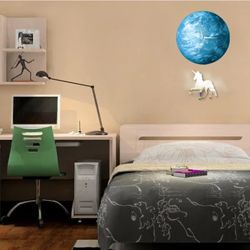 

Funlife Luminous Wall Clock with Unicorn Pendulum,Glowing in the Dark,Modern Design digital clock on the wall,Gift For Girls