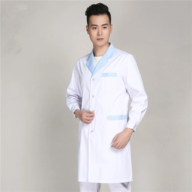 Autumn and Winter Men Long Sleeve White Lab Coat Nurse Uniform Dental