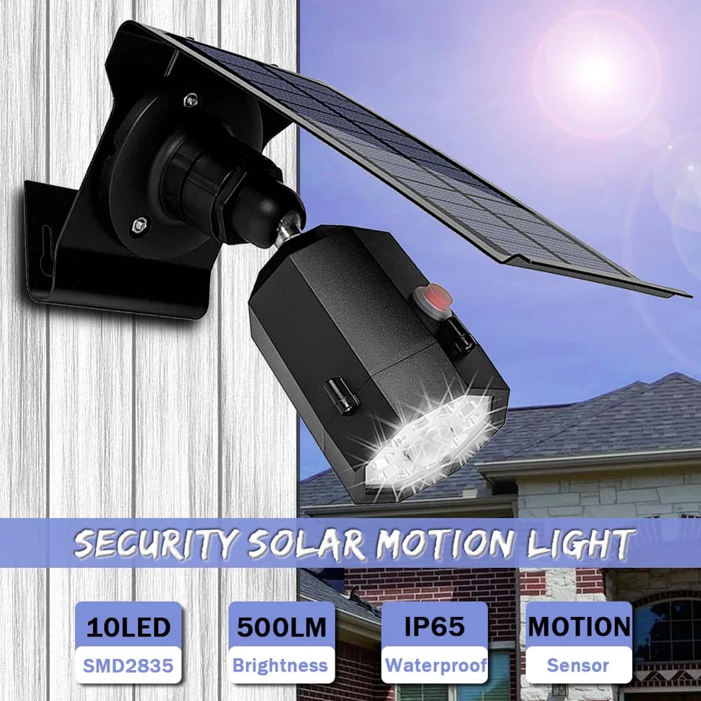 

Solar Motion Sensor Lights 5W Wireless LED Flood Security Light 3 Modes 360 Degree 10 LED CLH@8
