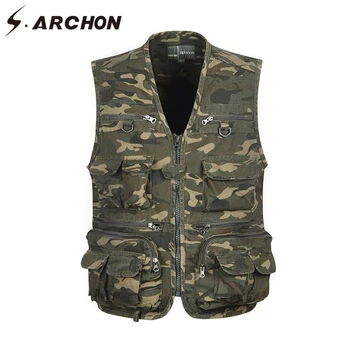 

S.ARCHON Summer Military Camouflage Men Vest Multi Pockets Paintball Aifsoft Sleeveless Waistcoat Jackets Camo Photography Vests