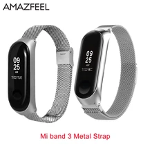 Amazfeel mi Band 3 металлический ремешок на руку браслет из нержавеющей стали для оригинальной xiaomi mi band 3 сменный ремешок водонепроницаемый ремень