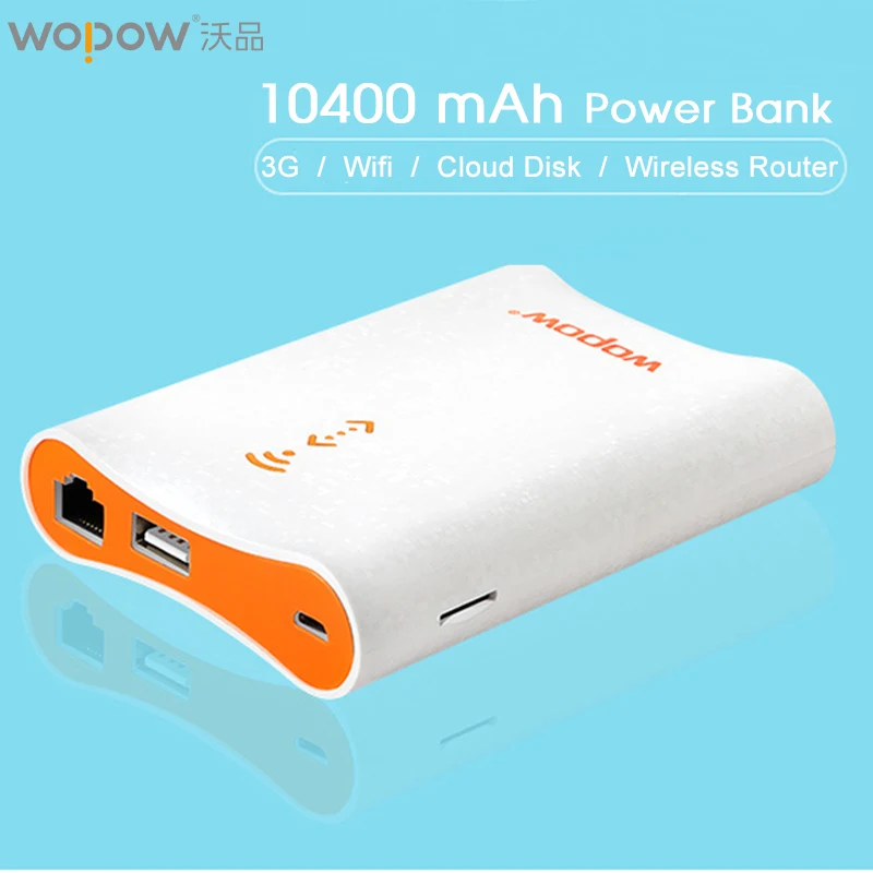 Wopow PG008 Power Bank 10400mAh Wireless WIFI Router PowerBank 18650 Portable charge USB Port External Battery