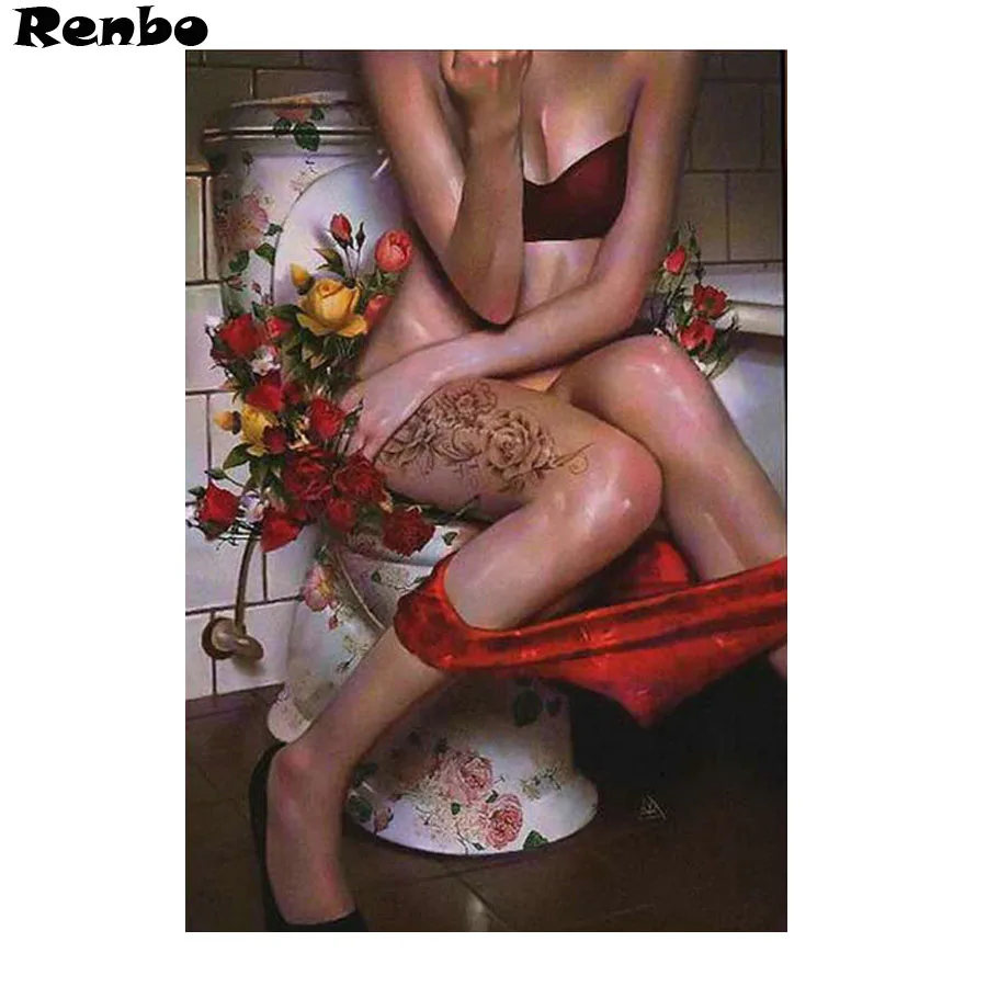 

3D Diamond Embroidery DIY Diamond Painting Women Toilet Flowers Diamond Painting Cross Stitch mosaic Rhinestone Decoration