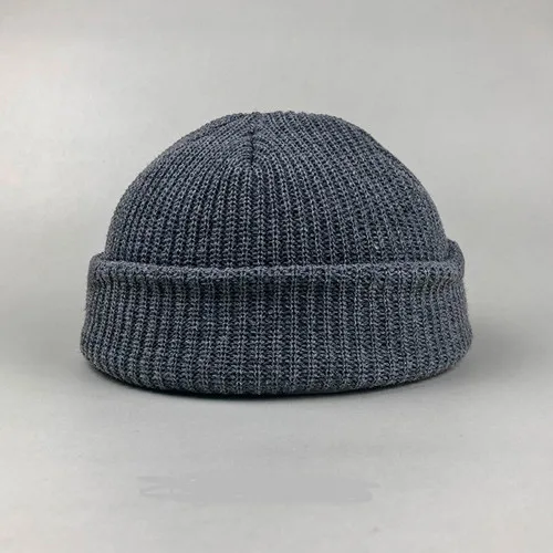 Холодная шапка мужская зимняя теплая Корейская уличная универсальная вязаная шапка шерстяная Дыня уличная шапка зимние шапки бини капор маска - Цвет: Dark gray
