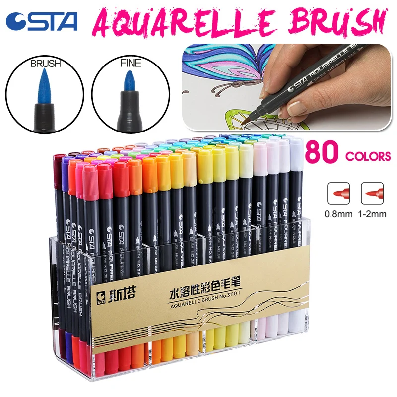 6pz Penne Pennarelli Solubile in Acqua Utilizza per Pittura e Colorazione